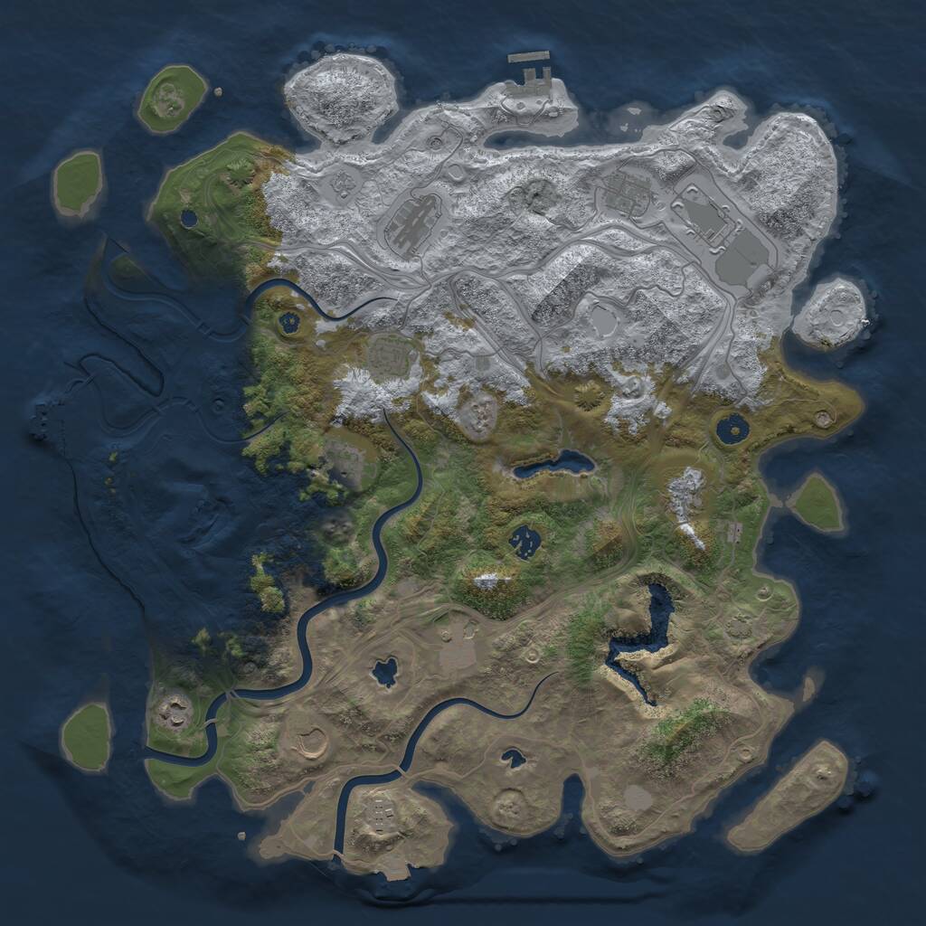 Rust Map: Procedural Map, Size: 4500, Seed: 57443727, 17 Monuments