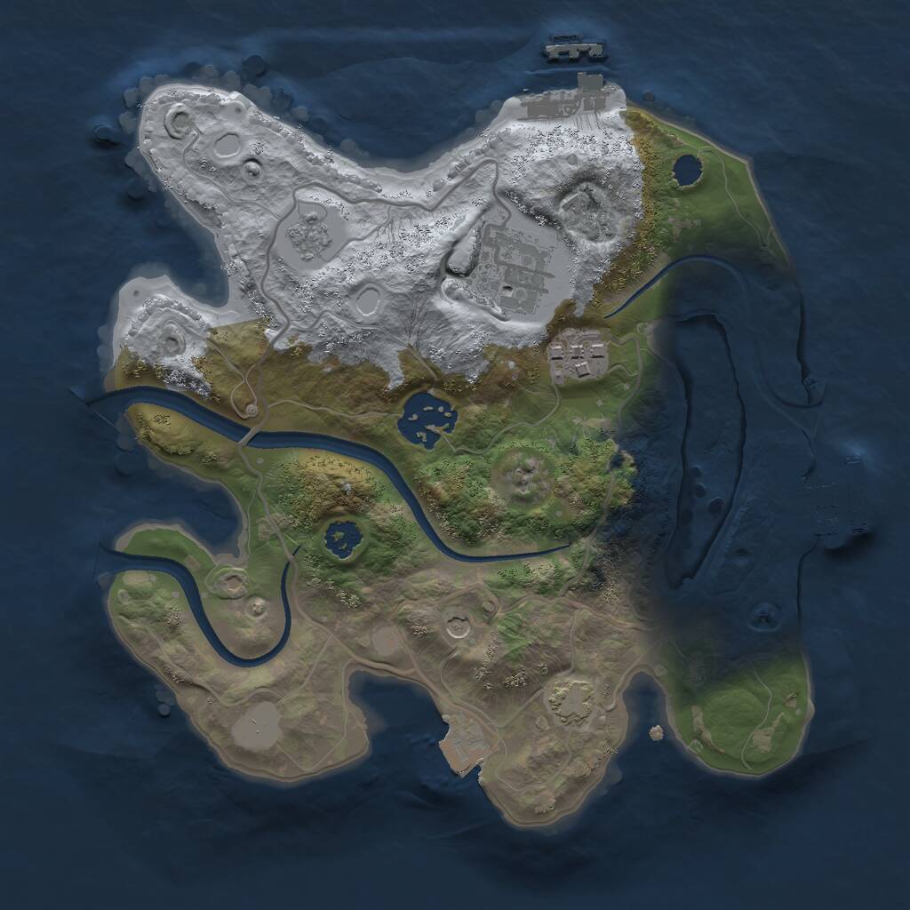Rust Map: Procedural Map, Size: 2500, Seed: 45639, 9 Monuments