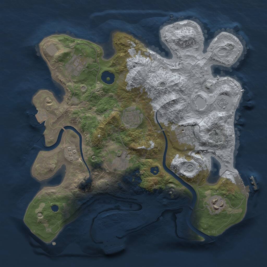 Rust Map: Procedural Map, Size: 3000, Seed: 399094280, 12 Monuments