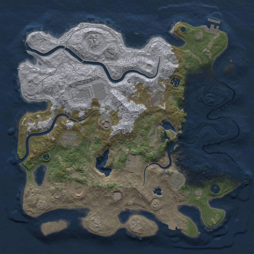 Rust Map: Procedural Map, Size: 4000, Seed: 2054877164, 16 Monuments