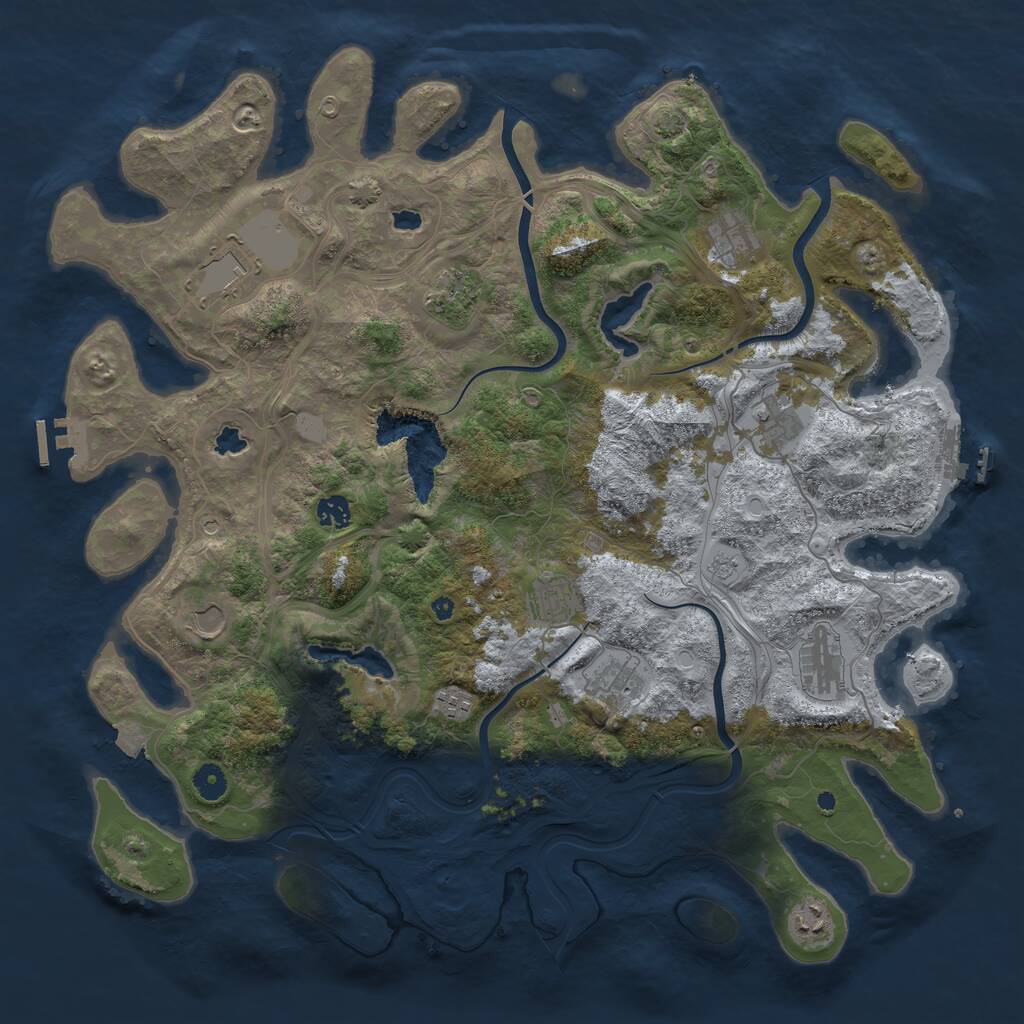 Rust Map: Procedural Map, Size: 4500, Seed: 679290873, 17 Monuments