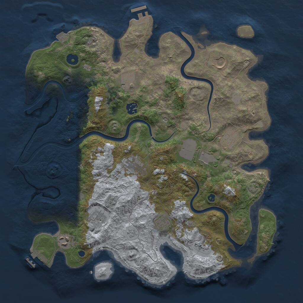 Rust Map: Procedural Map, Size: 3900, Seed: 555304848, 17 Monuments