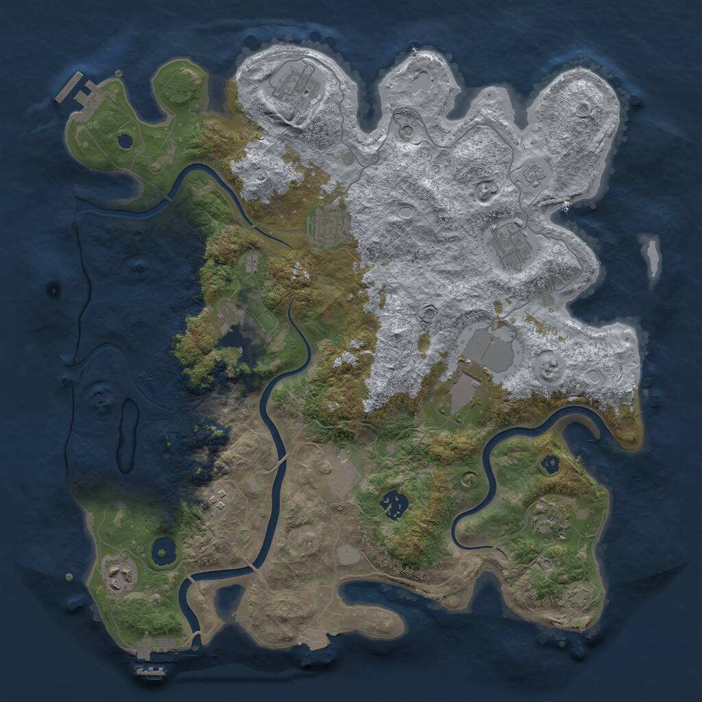 Rust Map: Procedural Map, Size: 3850, Seed: 812315264, 16 Monuments