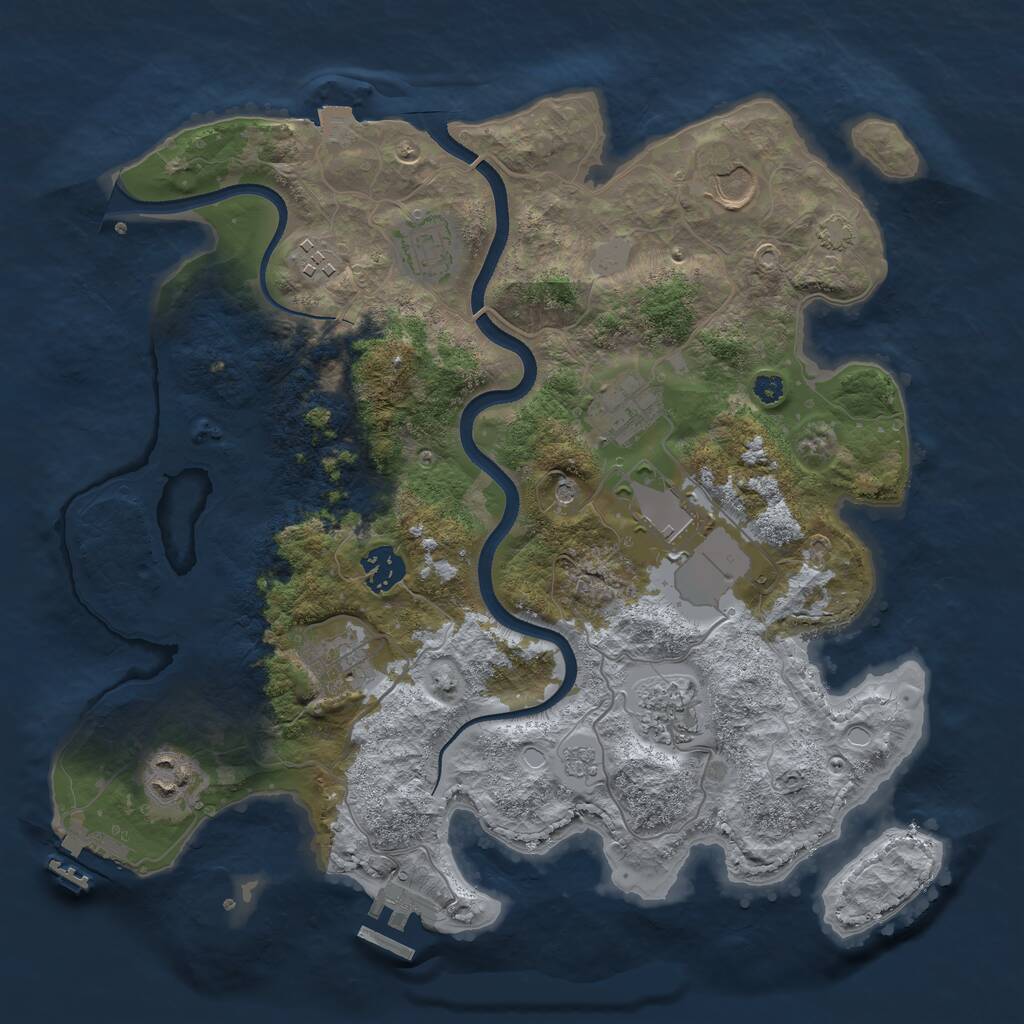 Rust Map: Procedural Map, Size: 3500, Seed: 704279496, 15 Monuments