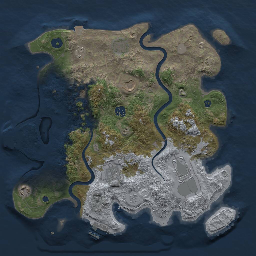 Rust Map: Procedural Map, Size: 3500, Seed: 704279496, 14 Monuments