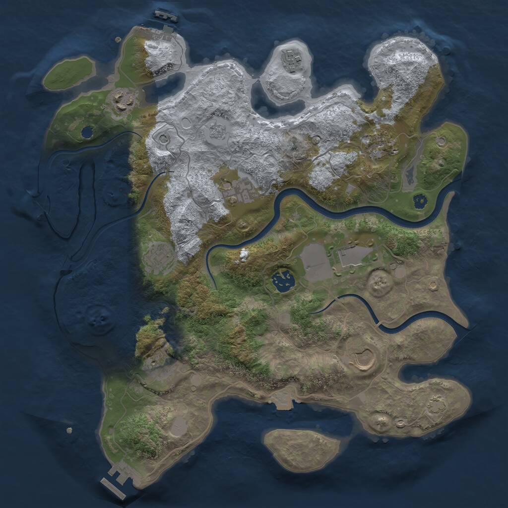 Rust Map: Procedural Map, Size: 3500, Seed: 292553014, 15 Monuments