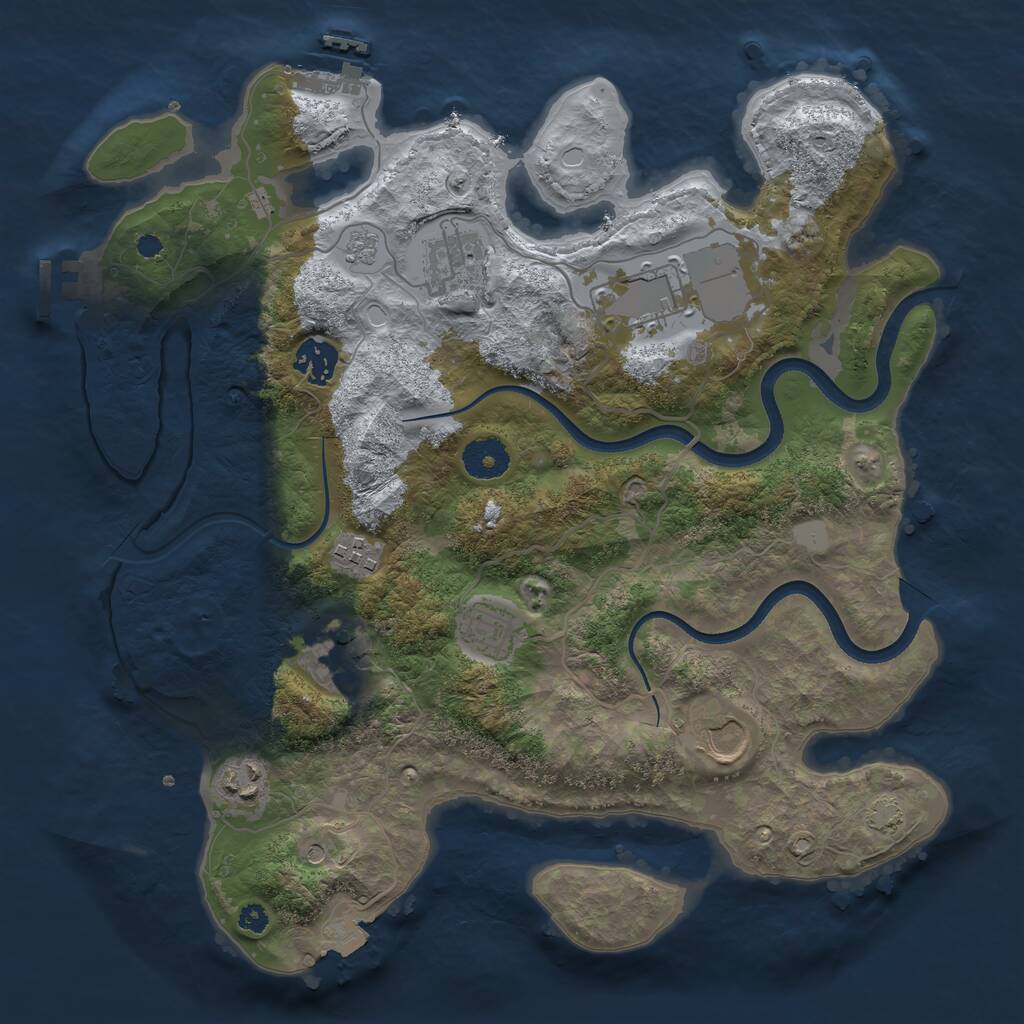 Rust Map: Procedural Map, Size: 3500, Seed: 292553014, 14 Monuments