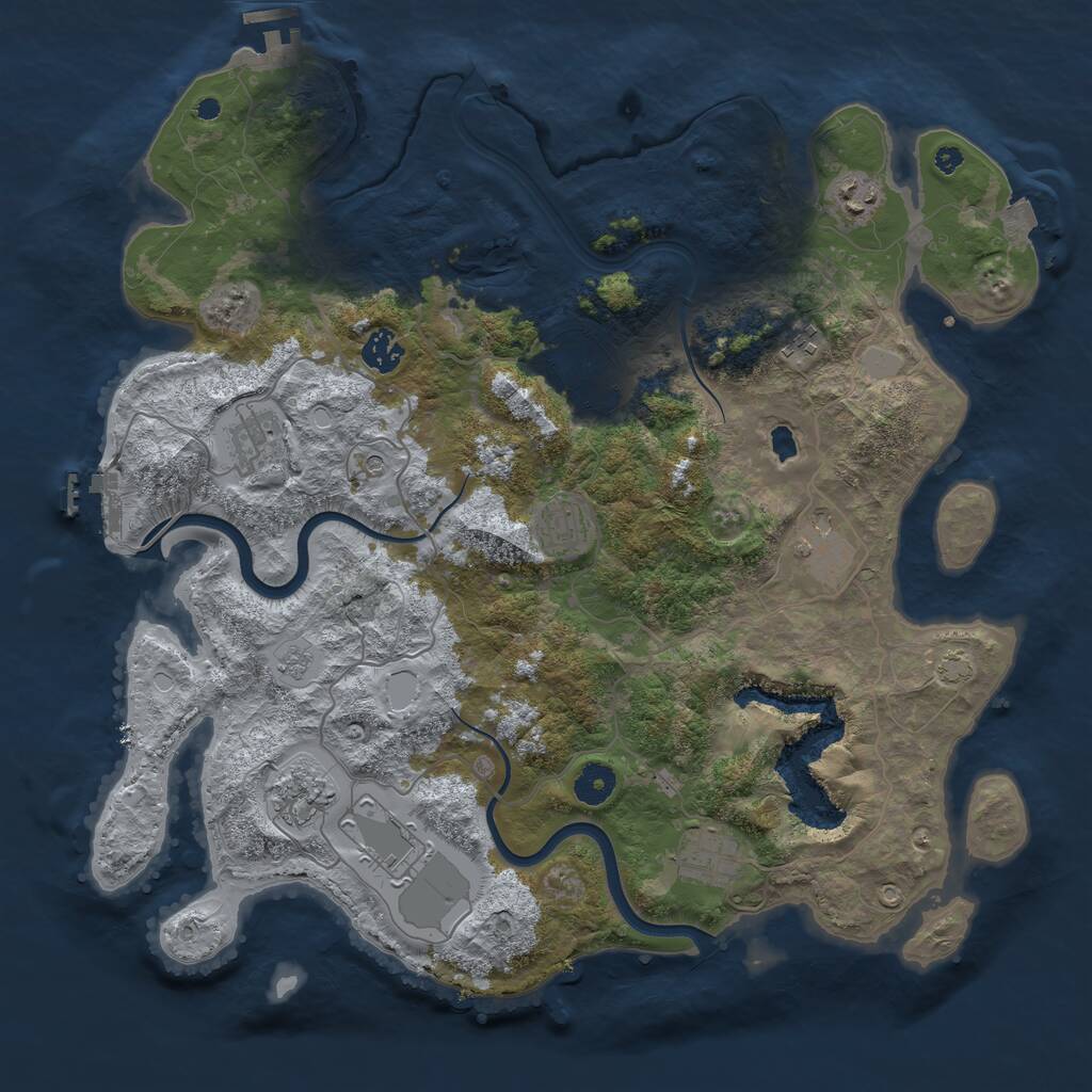 Rust Map: Procedural Map, Size: 4000, Seed: 465523220, 16 Monuments