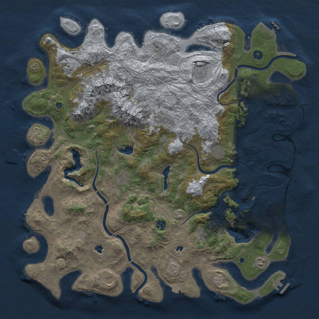 Rust Map: Procedural Map, Size: 5000, Seed: 1584376567, 16 Monuments