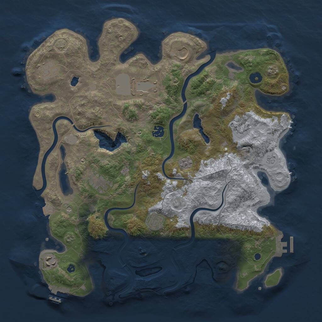Rust Map: Procedural Map, Size: 4000, Seed: 654364309, 15 Monuments