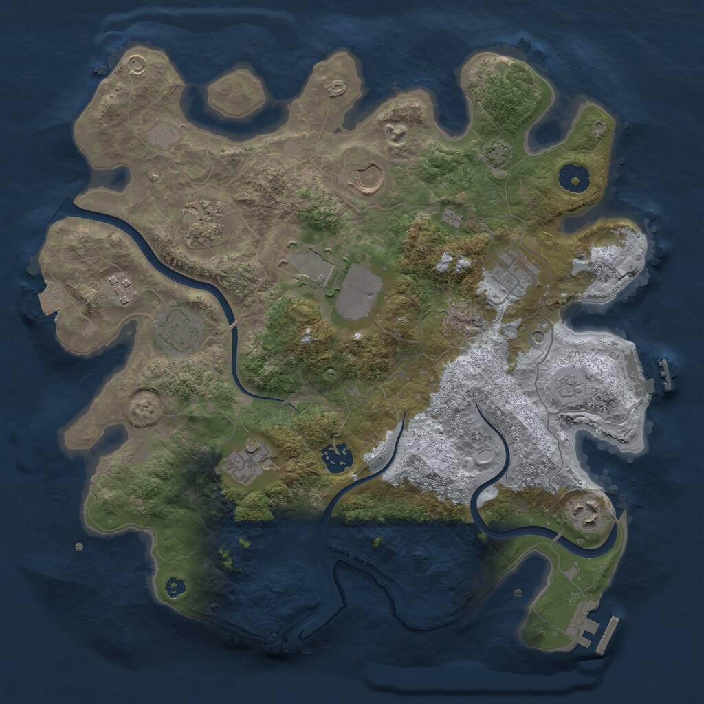 Rust Map: Procedural Map, Size: 3500, Seed: 916121613, 15 Monuments