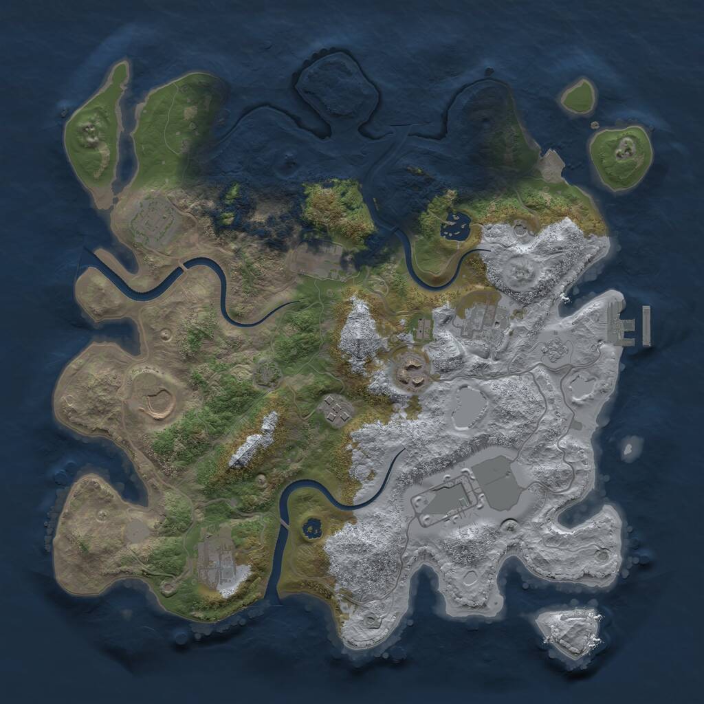 Rust Map: Procedural Map, Size: 3500, Seed: 317285096, 14 Monuments