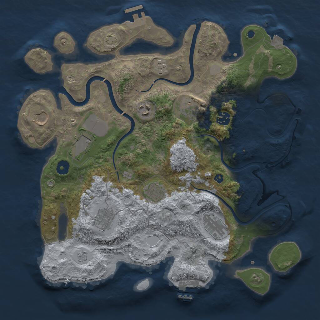 Rust Map: Procedural Map, Size: 3500, Seed: 18484, 15 Monuments
