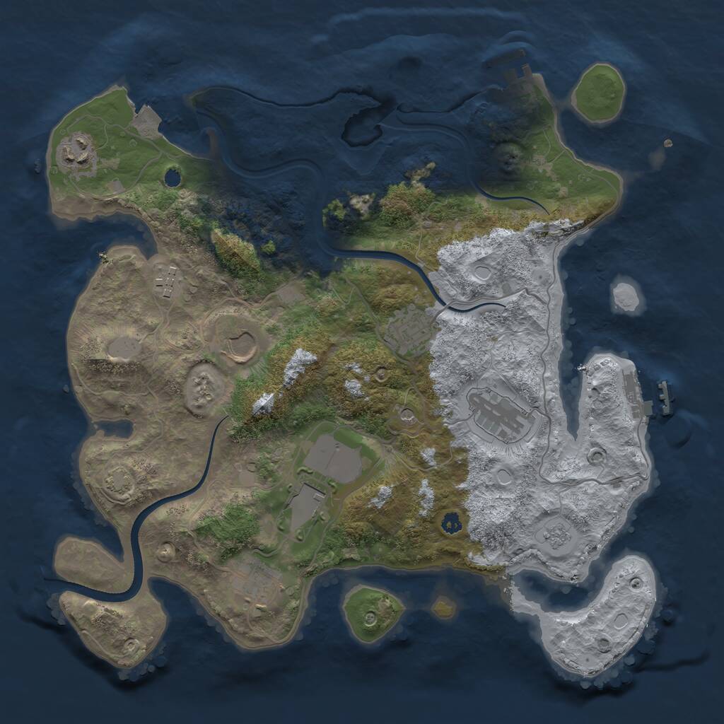 Rust Map: Procedural Map, Size: 3500, Seed: 13625, 13 Monuments
