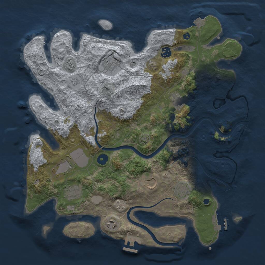 Rust Map: Procedural Map, Size: 3700, Seed: 722, 15 Monuments