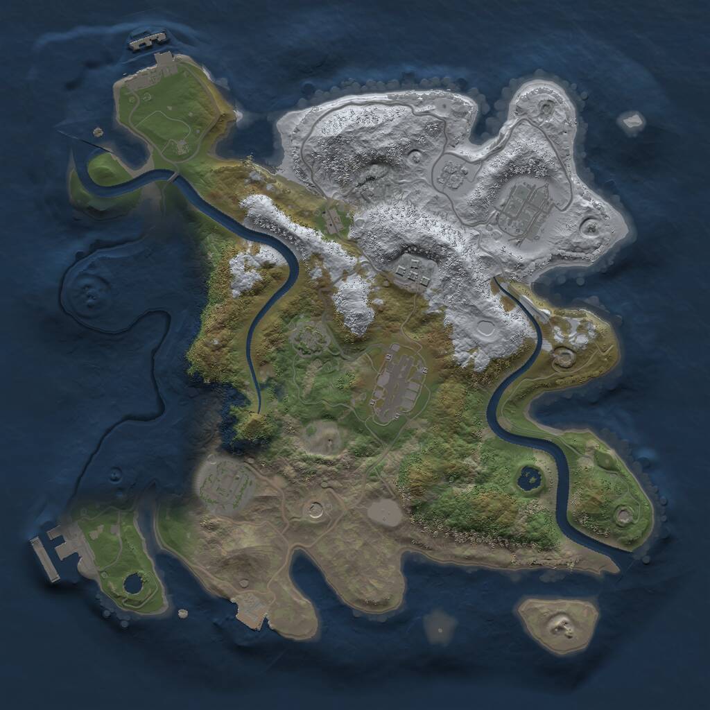 Rust Map: Procedural Map, Size: 3000, Seed: 4539670, 10 Monuments