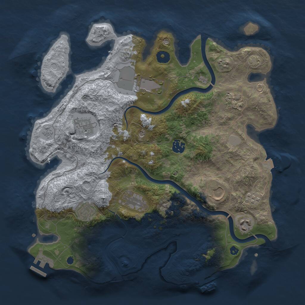 Rust Map: Procedural Map, Size: 3500, Seed: 1031047460, 15 Monuments