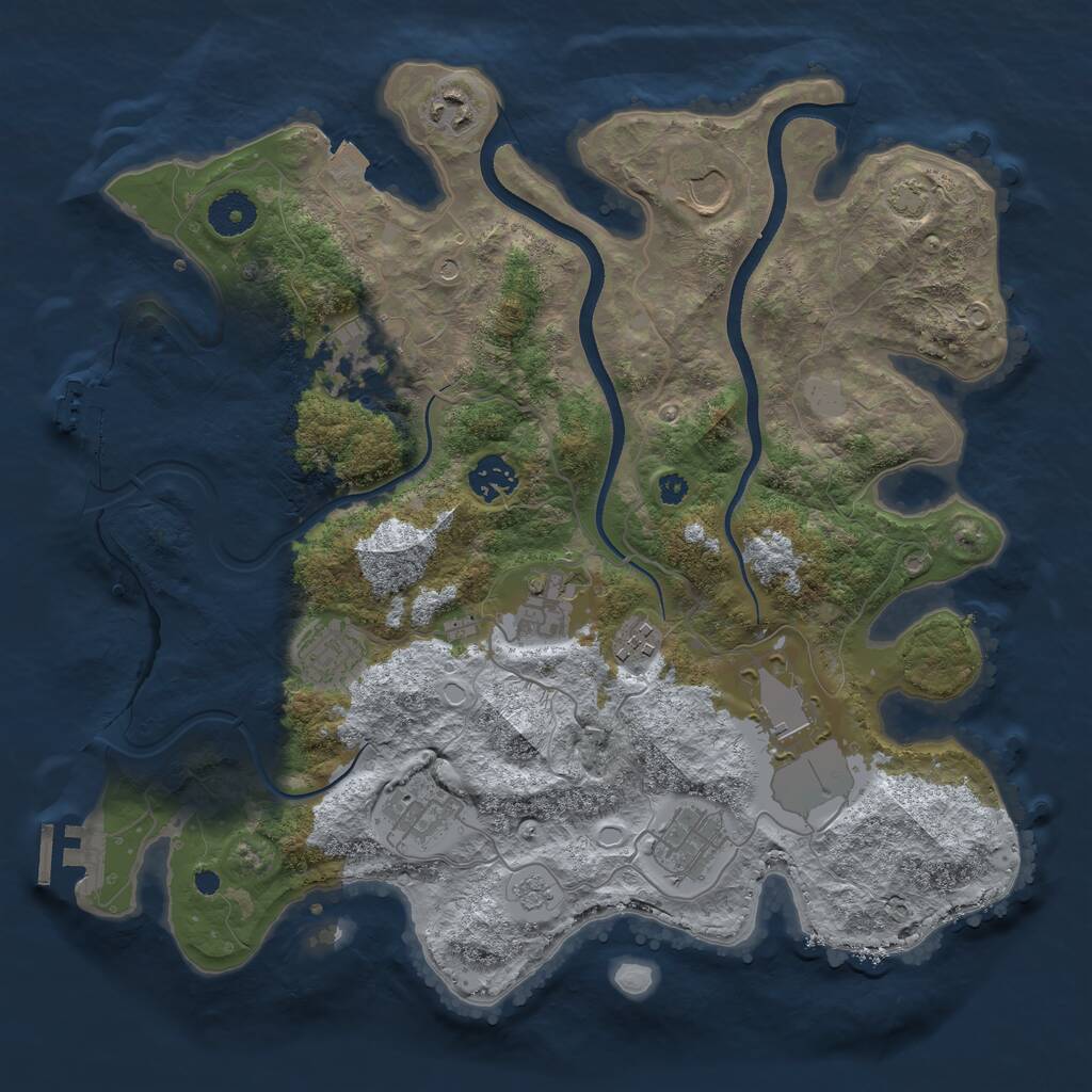 Rust Map: Procedural Map, Size: 3600, Seed: 1041084472, 16 Monuments