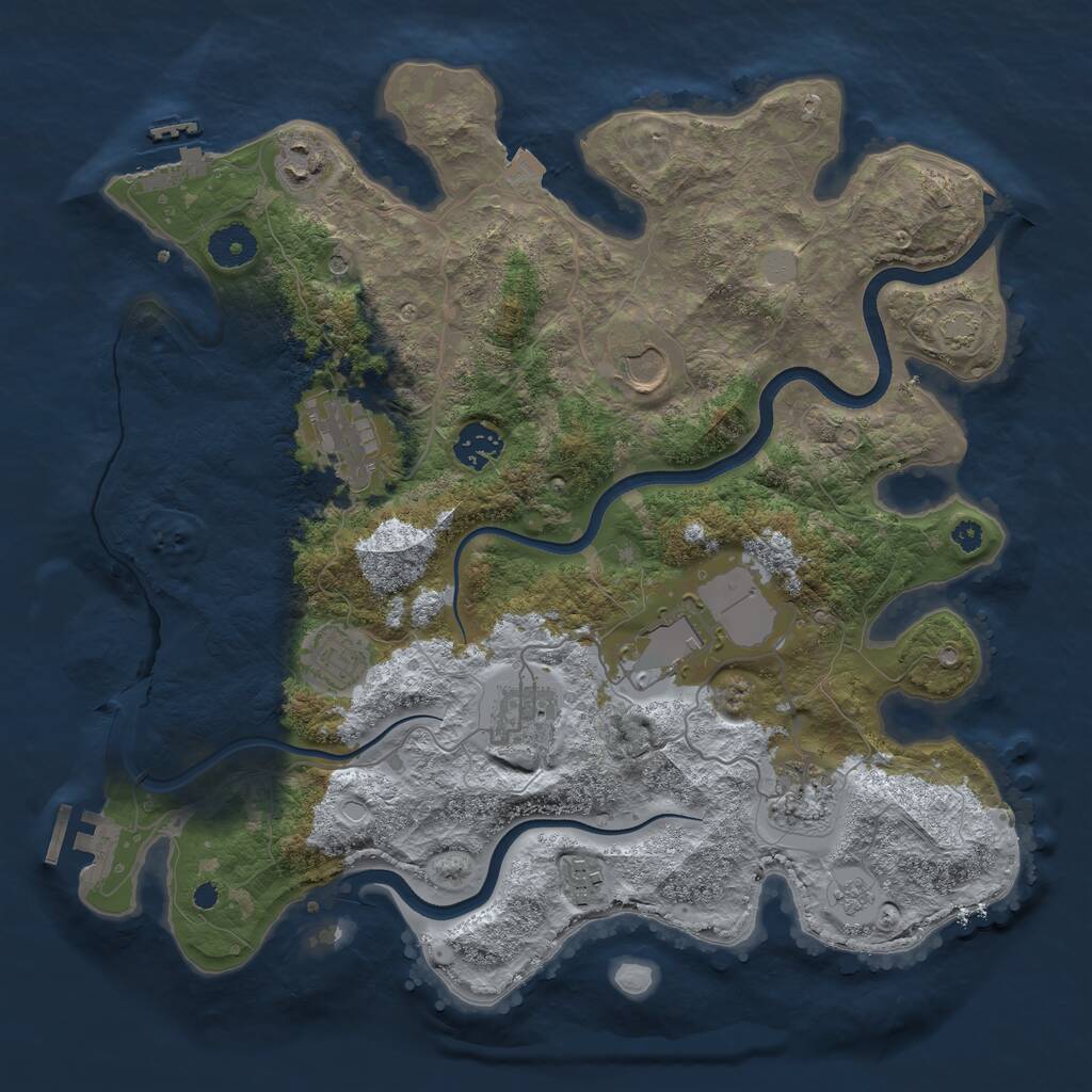 Rust Map: Procedural Map, Size: 3600, Seed: 1041084472, 15 Monuments