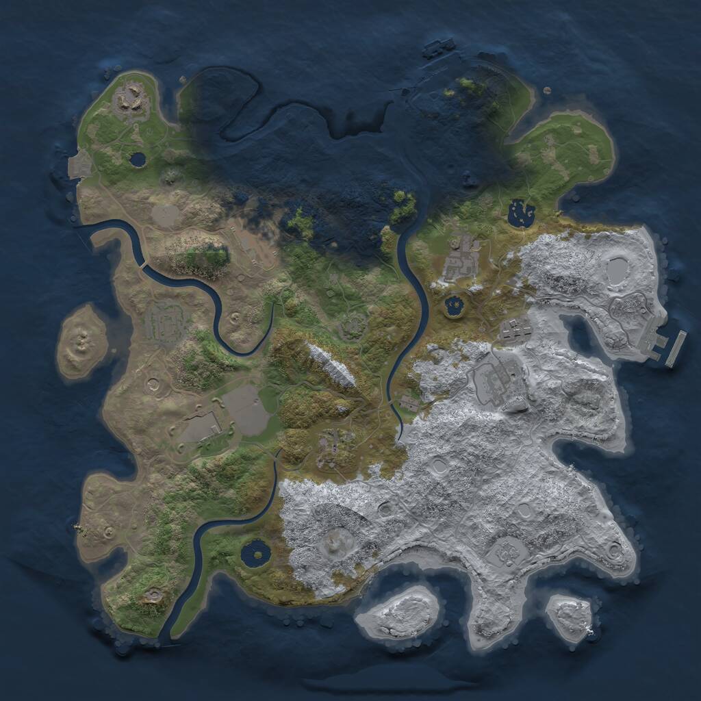Rust Map: Procedural Map, Size: 3700, Seed: 2103162044, 15 Monuments