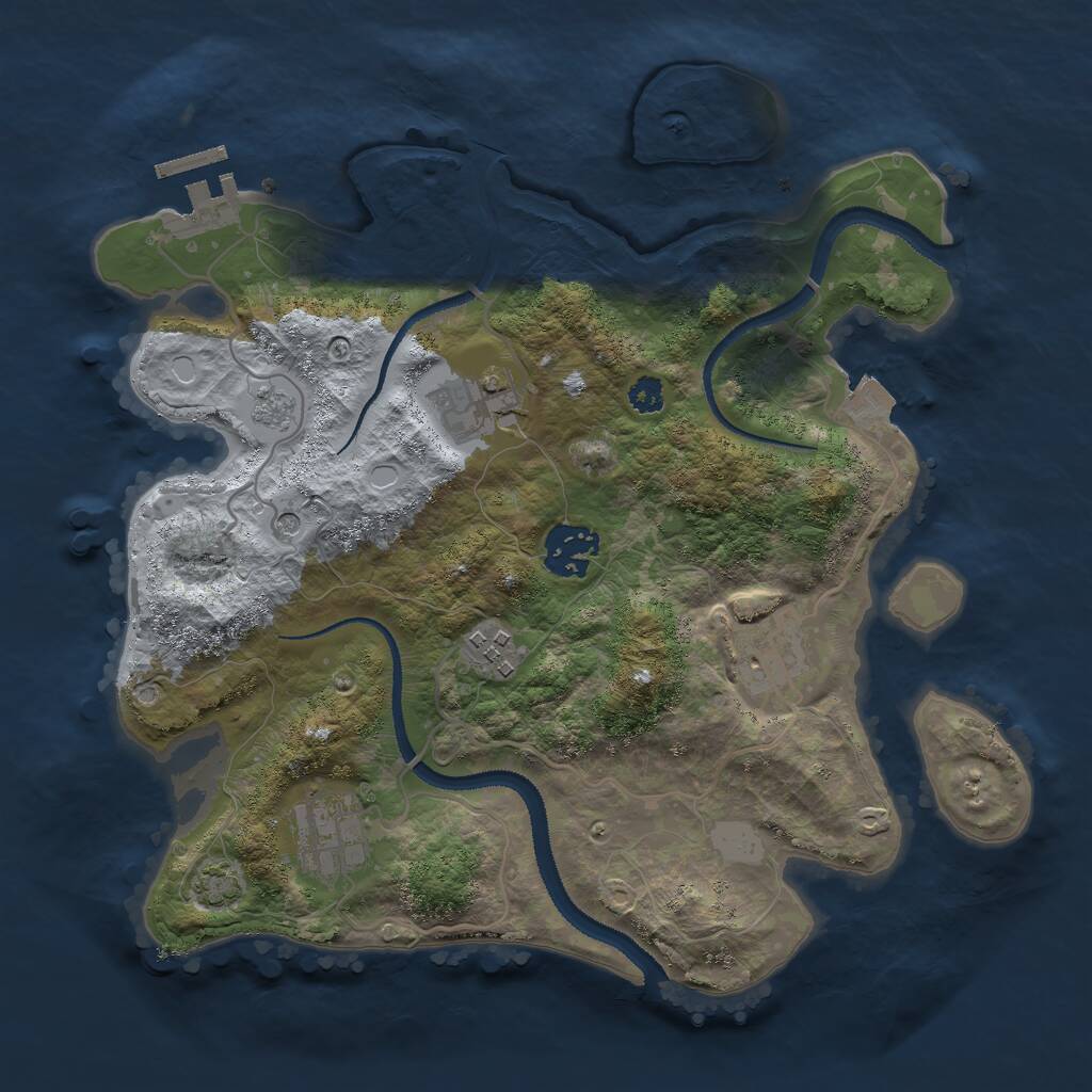 Rust Map: Procedural Map, Size: 3000, Seed: 79084086, 10 Monuments