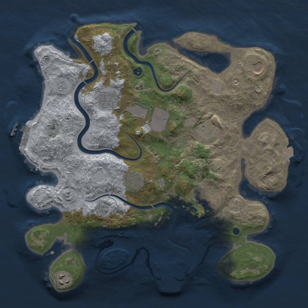Rust Map: Procedural Map, Size: 3500, Seed: 103254923, 14 Monuments