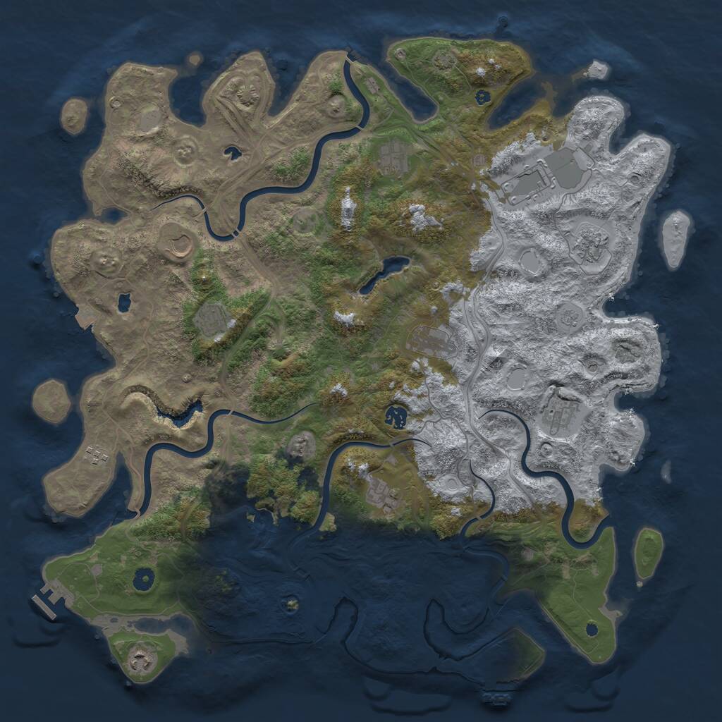 Rust Map: Procedural Map, Size: 4800, Seed: 1847122432, 17 Monuments