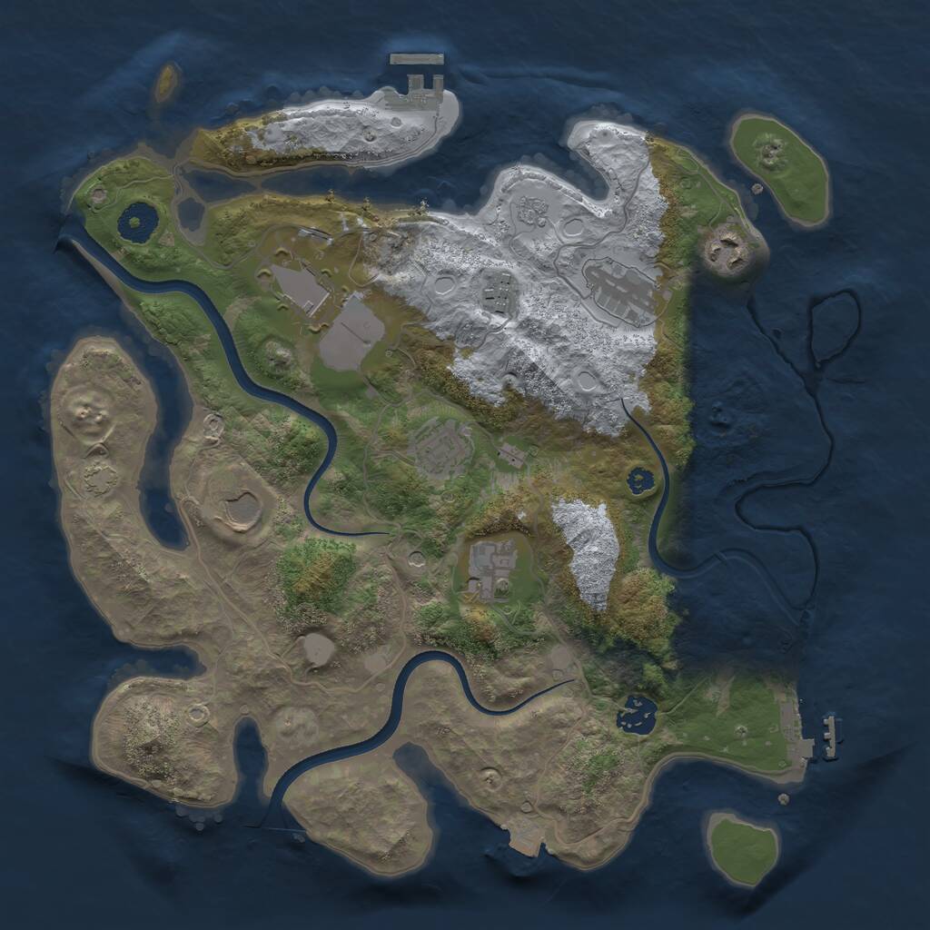 Rust Map: Procedural Map, Size: 3500, Seed: 1729223408, 14 Monuments