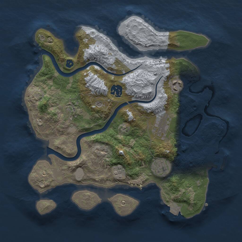 Rust Map: Procedural Map, Size: 3000, Seed: 2061185218, 10 Monuments