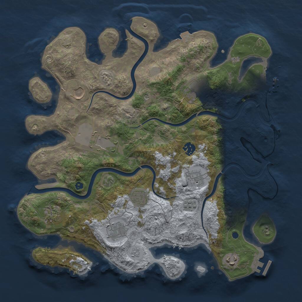 Rust Map: Procedural Map, Size: 3750, Seed: 66225990, 16 Monuments