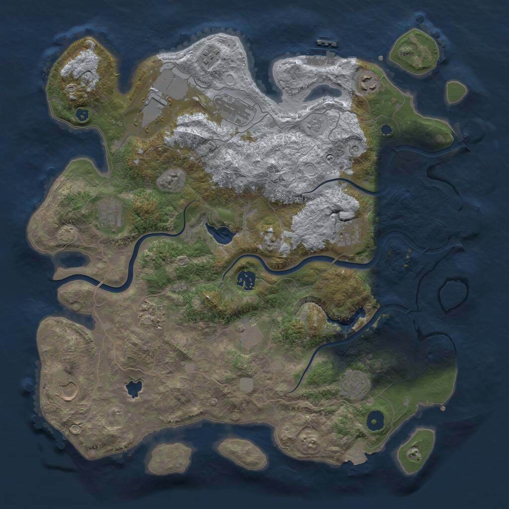 Rust Map: Procedural Map, Size: 4000, Seed: 491252863, 17 Monuments