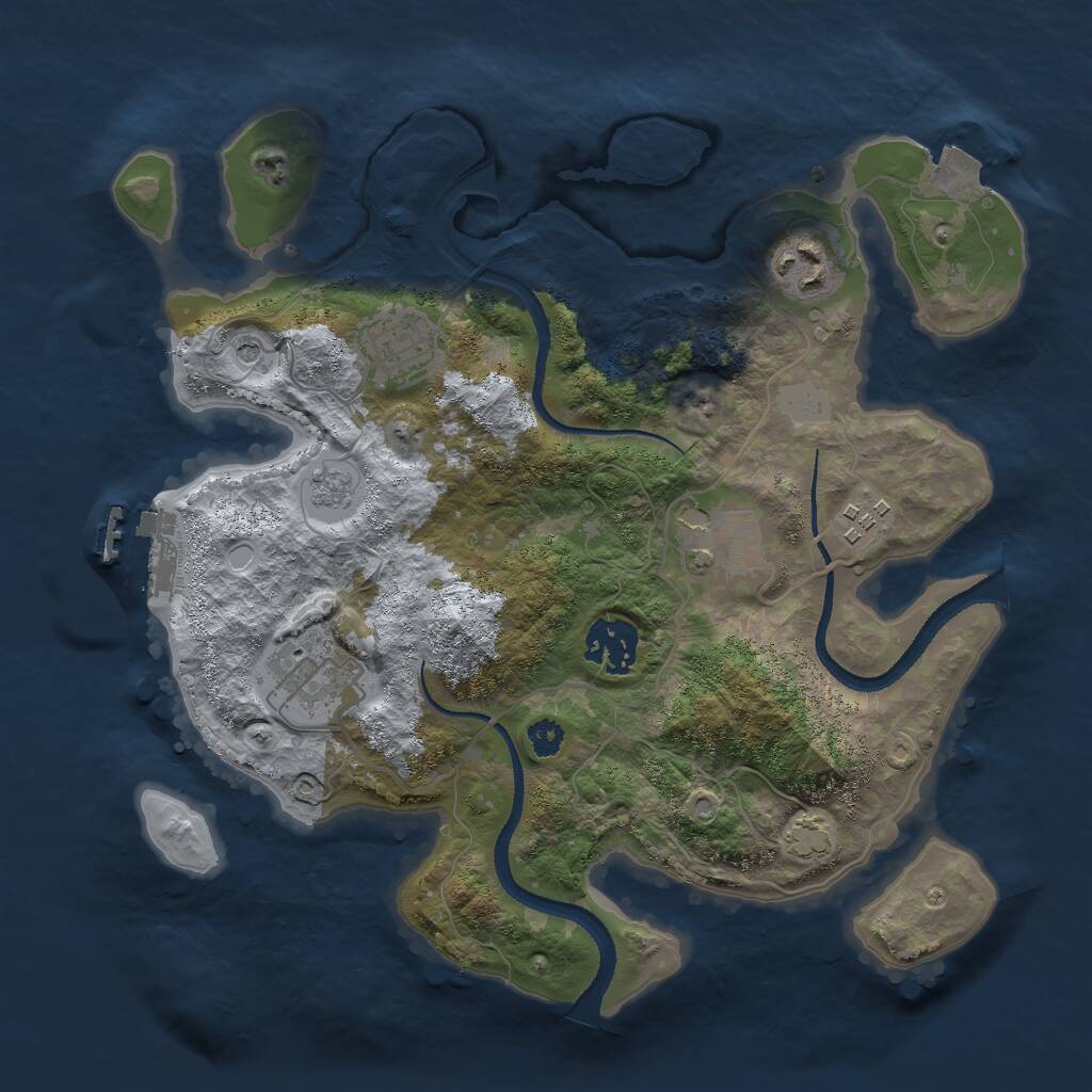 Rust Map: Procedural Map, Size: 3000, Seed: 32497, 11 Monuments