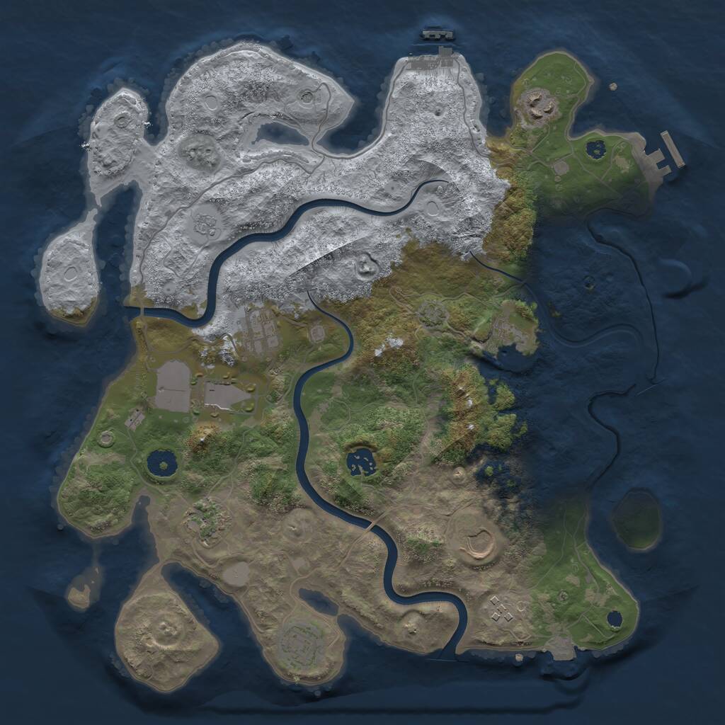 Rust Map: Procedural Map, Size: 3750, Seed: 828938179, 15 Monuments