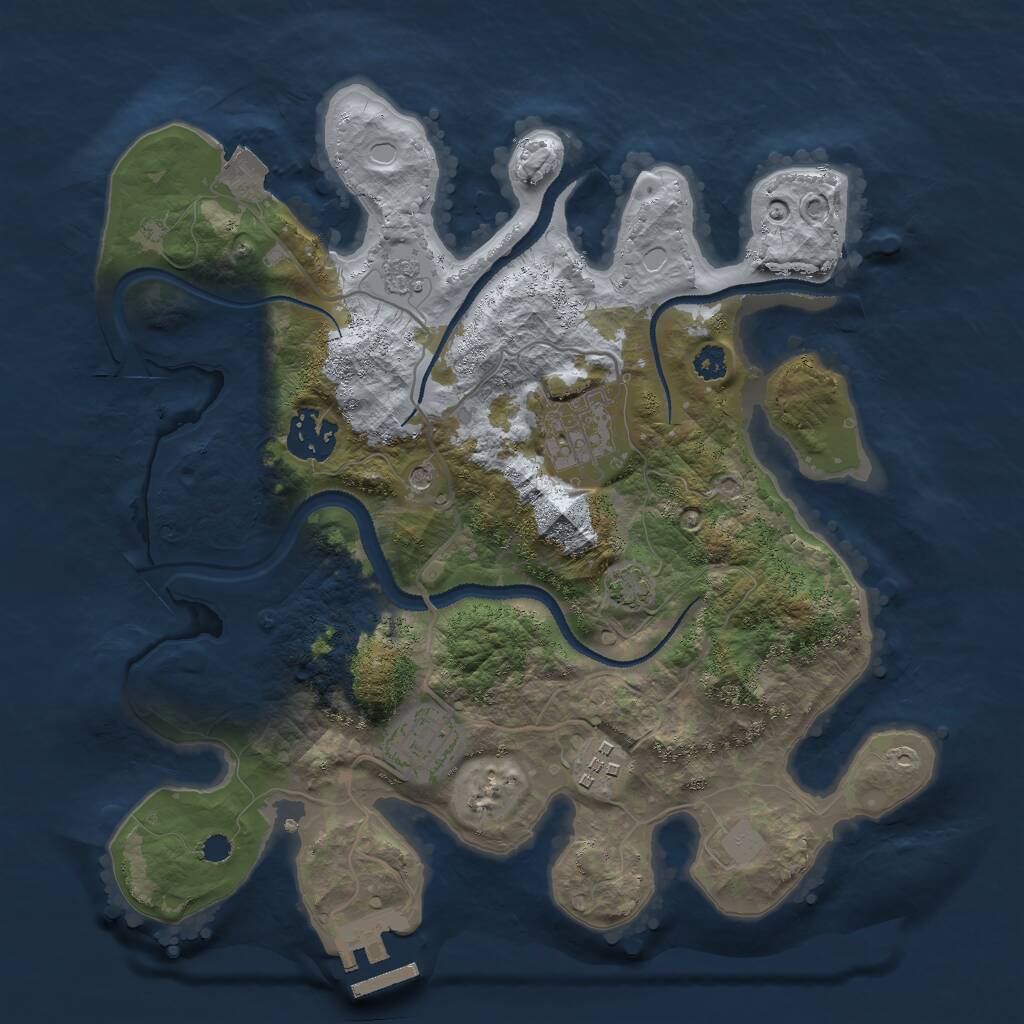 Rust Map: Procedural Map, Size: 3000, Seed: 1802350339, 9 Monuments