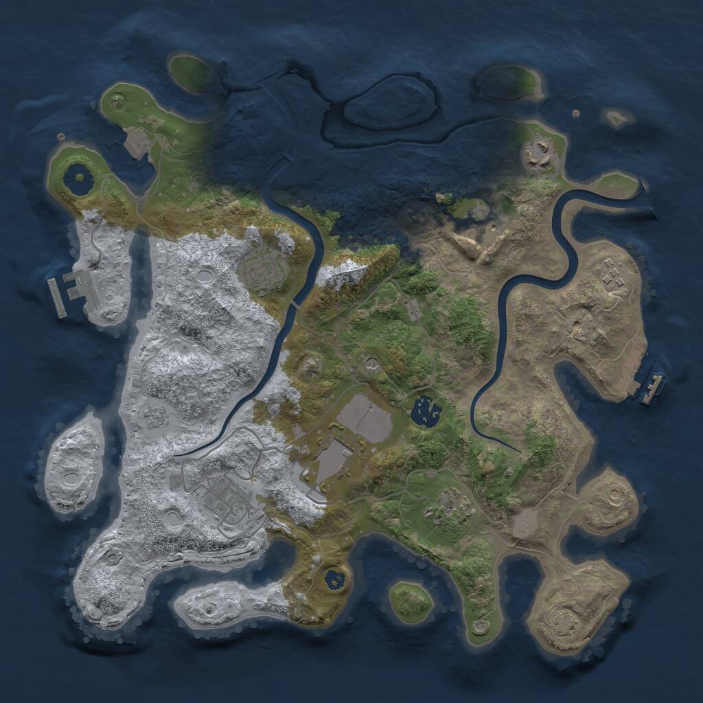 Rust Map: Procedural Map, Size: 3500, Seed: 253385359, 14 Monuments