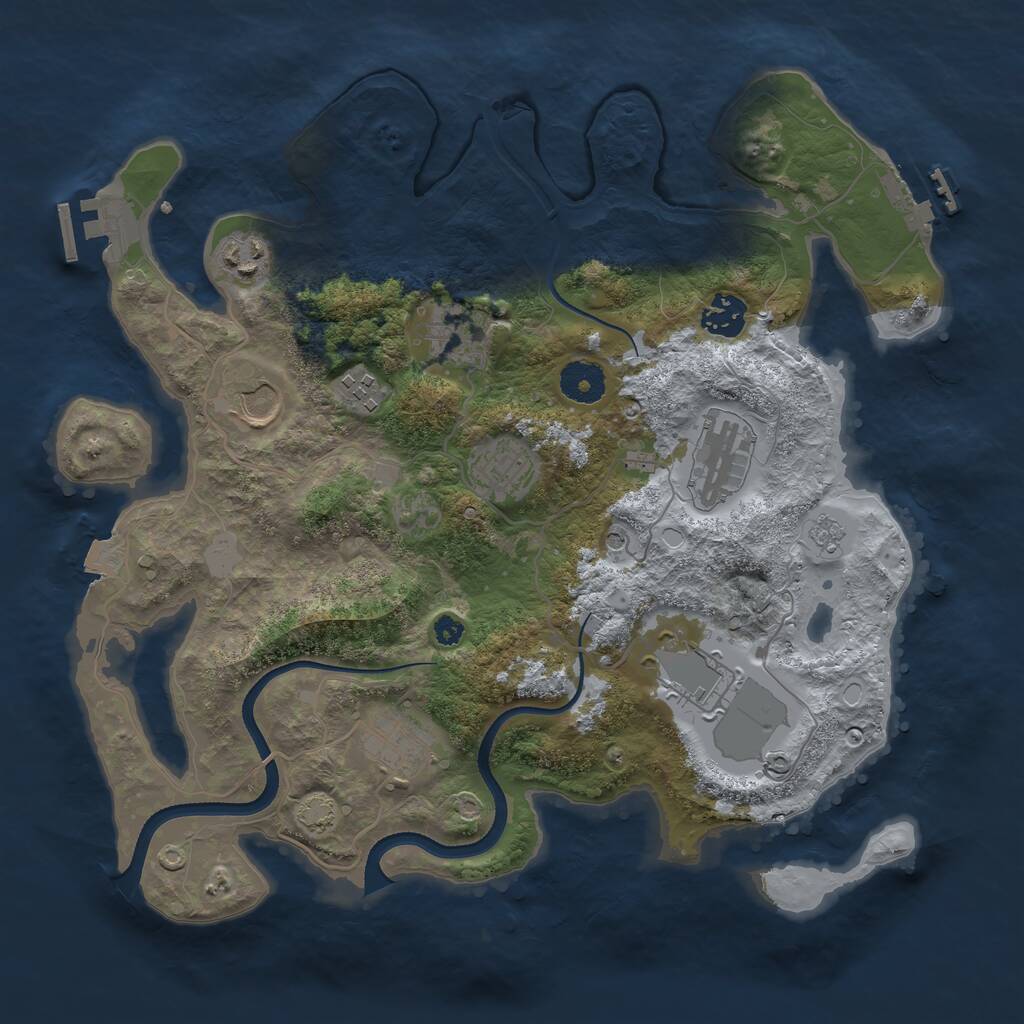 Rust Map: Procedural Map, Size: 3500, Seed: 1436326924, 15 Monuments