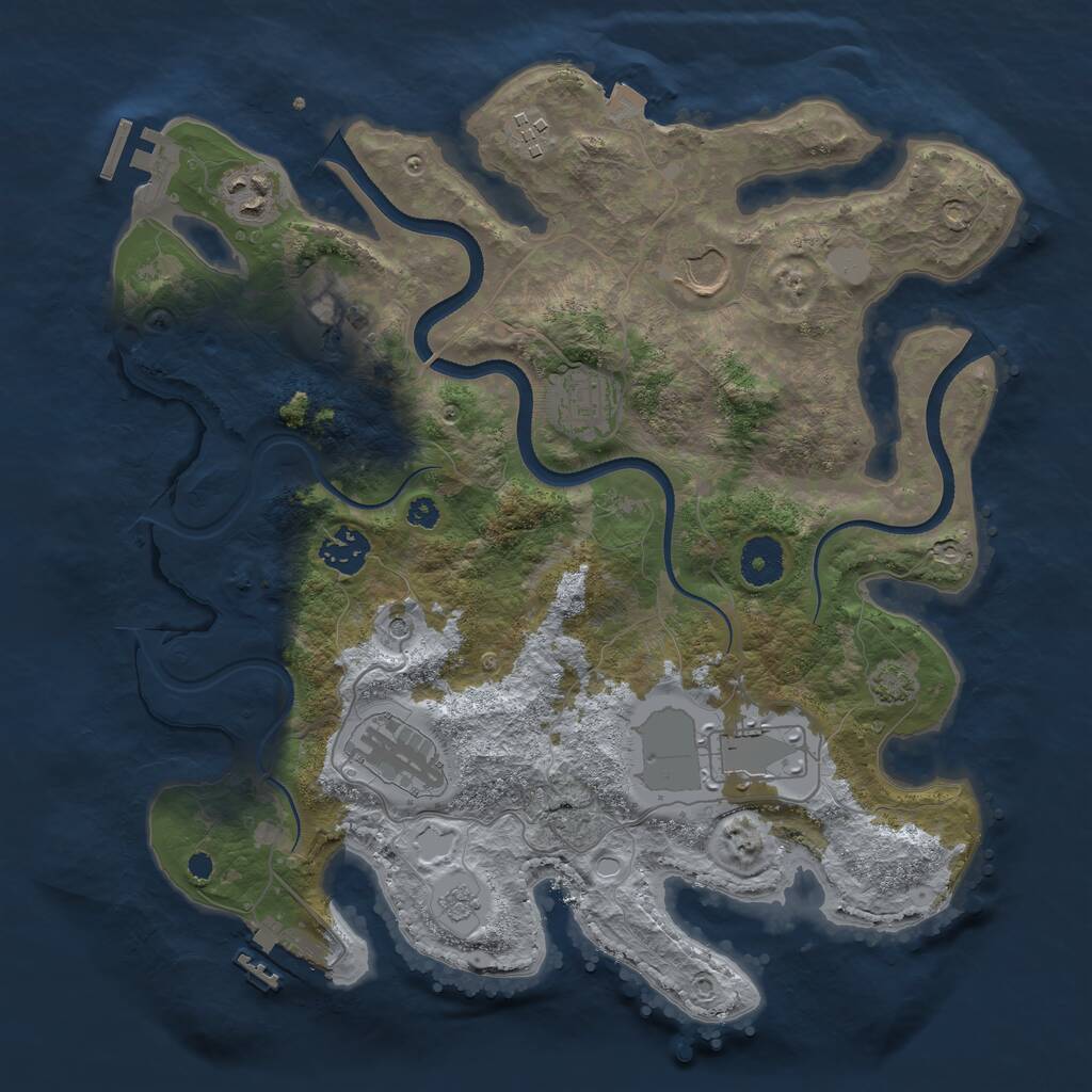 Rust Map: Procedural Map, Size: 3500, Seed: 714144517, 14 Monuments