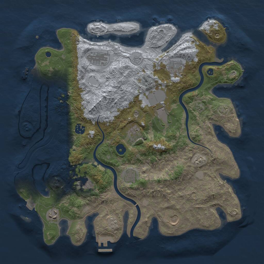 Rust Map: Procedural Map, Size: 3860, Seed: 500000, 16 Monuments