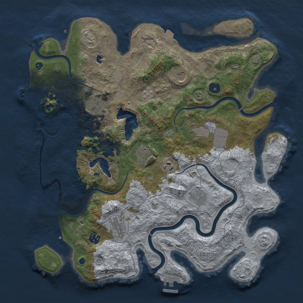 Rust Map: Procedural Map, Size: 4096, Seed: 1818219266, 15 Monuments