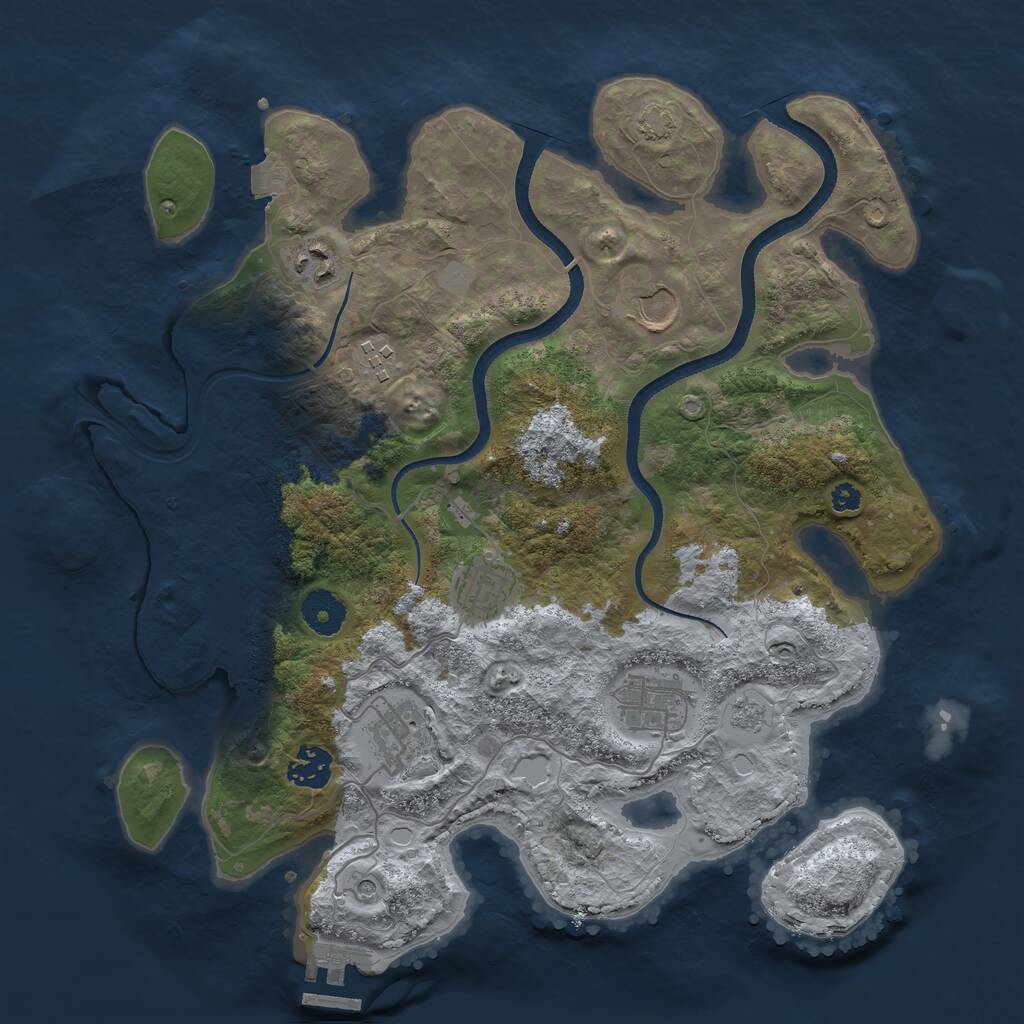 Rust Map: Procedural Map, Size: 3500, Seed: 1299797325, 12 Monuments