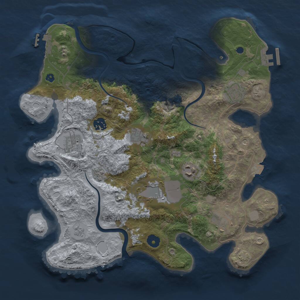 Rust Map: Procedural Map, Size: 3500, Seed: 22344418, 14 Monuments