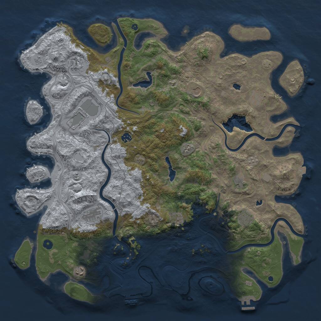 Rust Map: Procedural Map, Size: 4999, Seed: 107694849, 17 Monuments