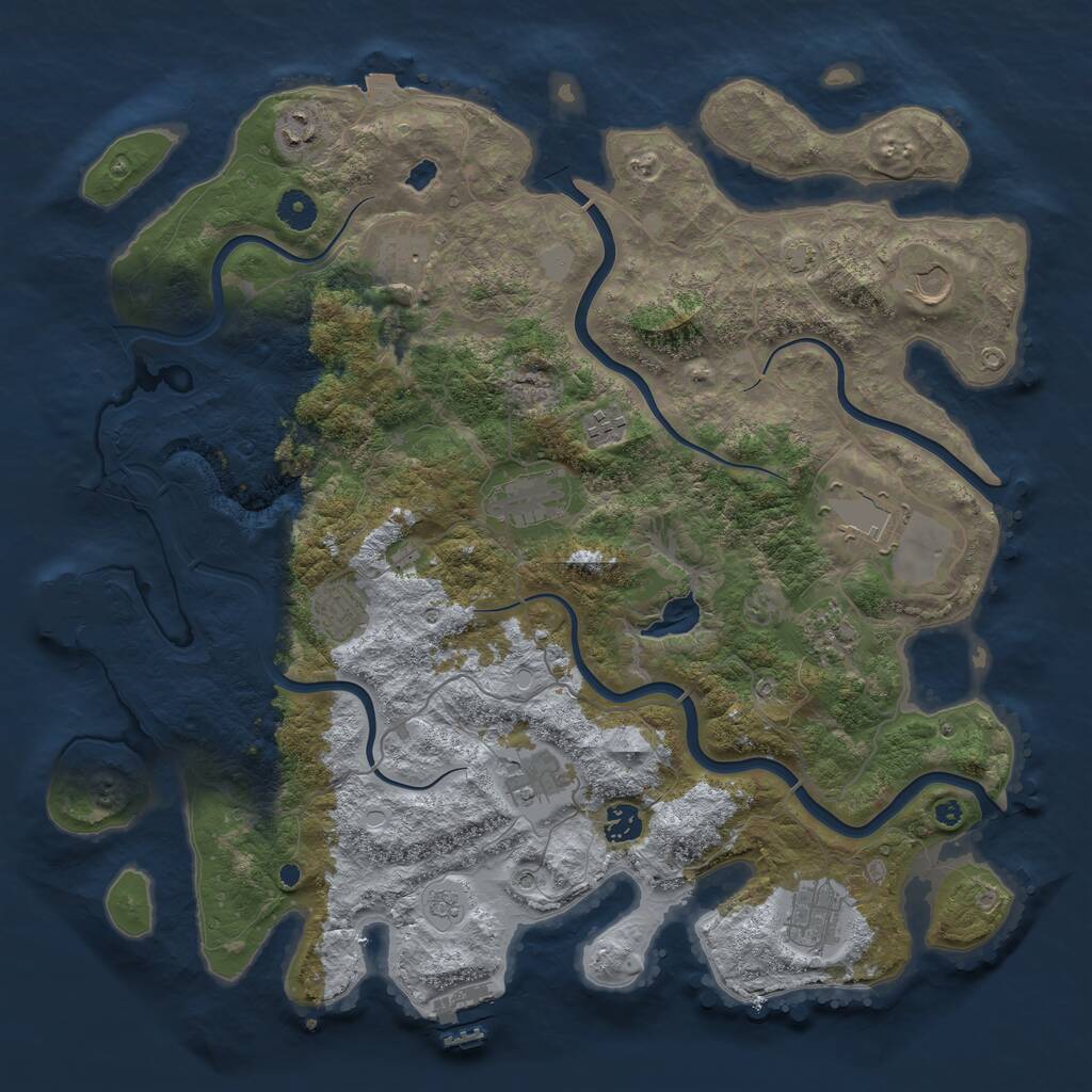 Rust Map: Procedural Map, Size: 4200, Seed: 199657742, 17 Monuments
