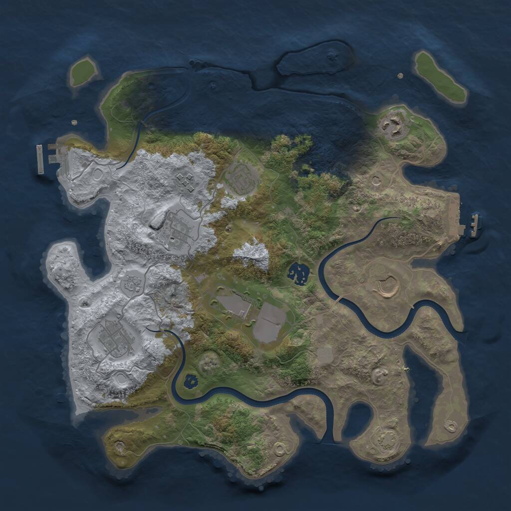 Rust Map: Procedural Map, Size: 3500, Seed: 730586763, 14 Monuments