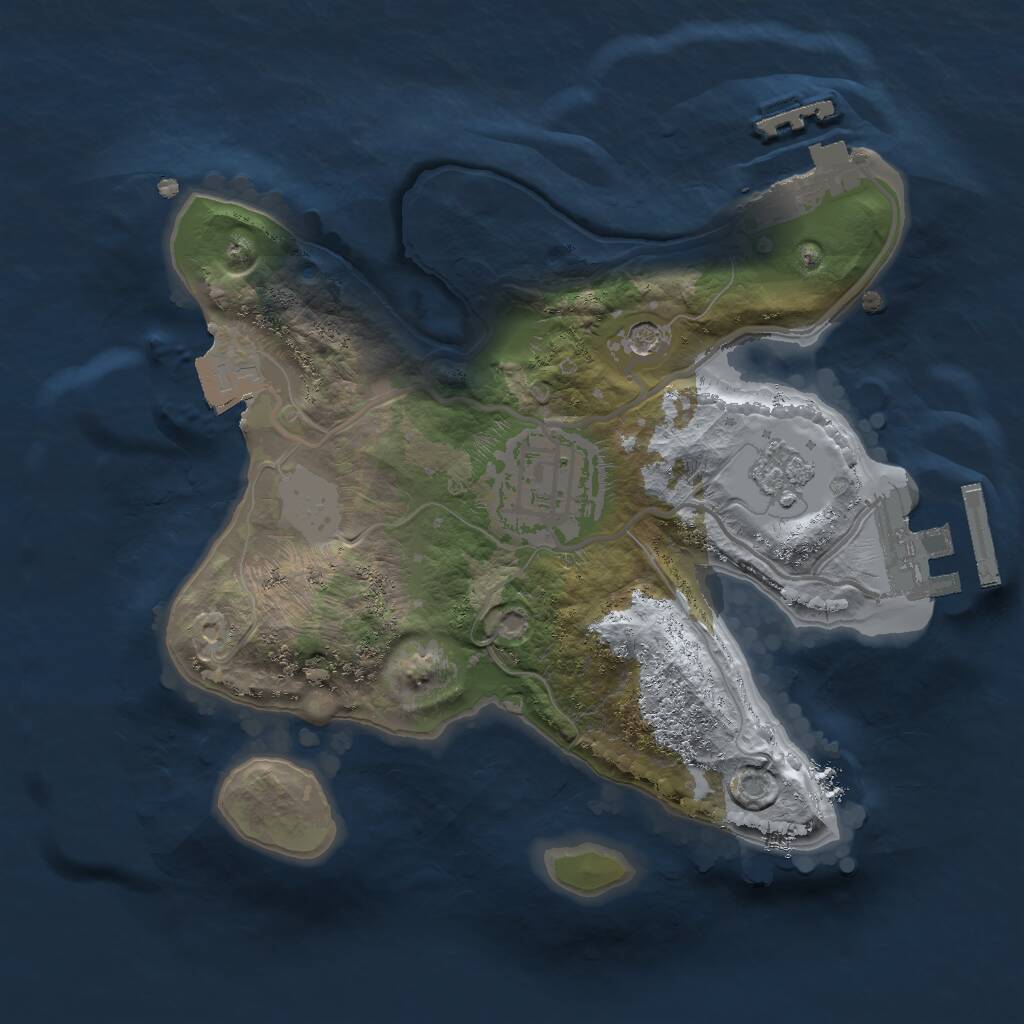 Rust Map: Procedural Map, Size: 2000, Seed: 1219759628, 6 Monuments