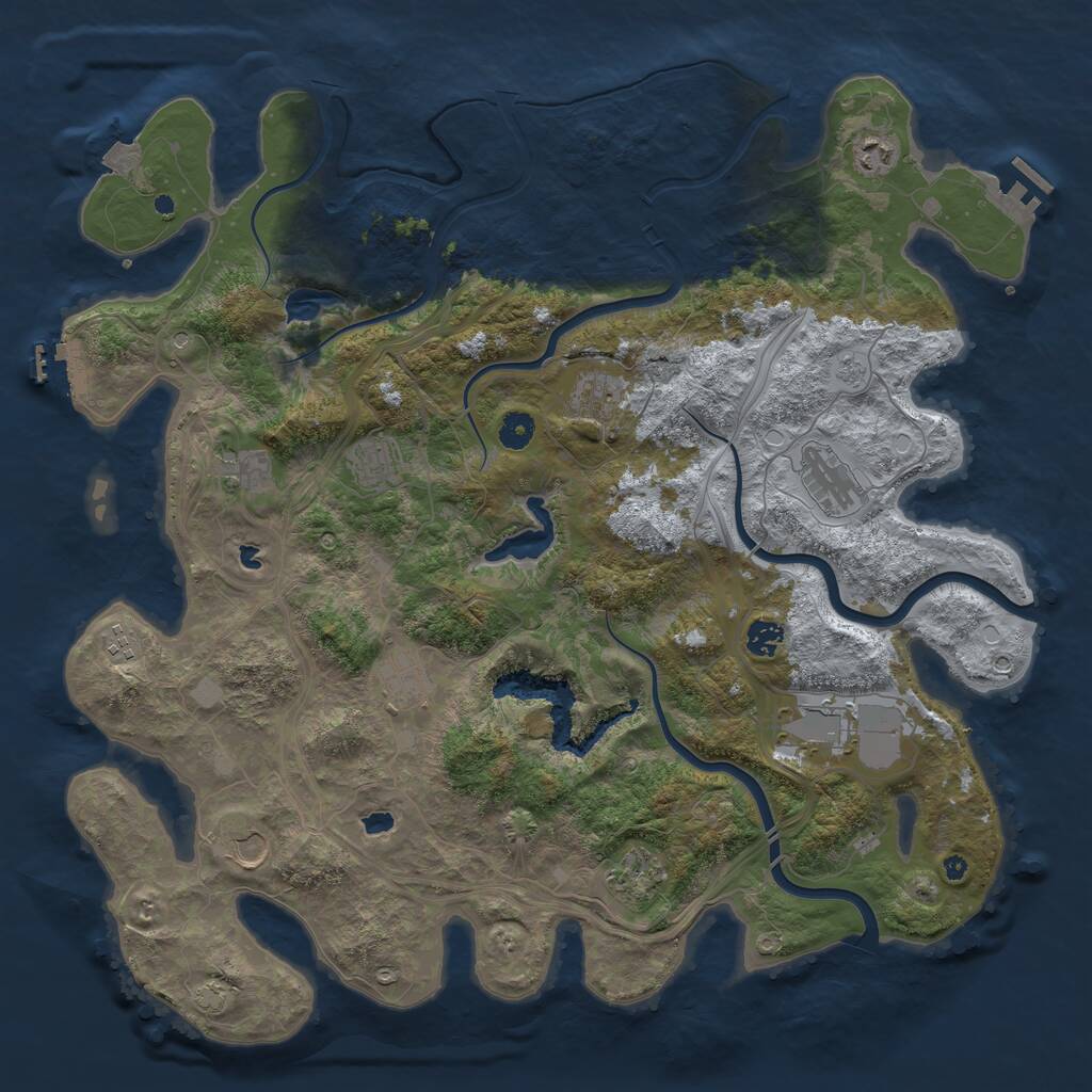 Rust Map: Procedural Map, Size: 4500, Seed: 348106524, 17 Monuments