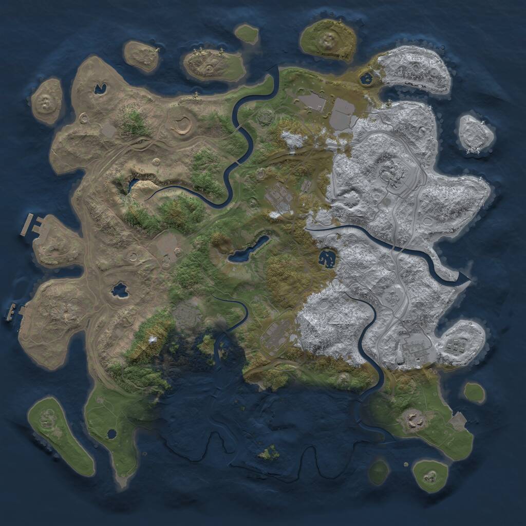 Rust Map: Procedural Map, Size: 4500, Seed: 336113446, 17 Monuments