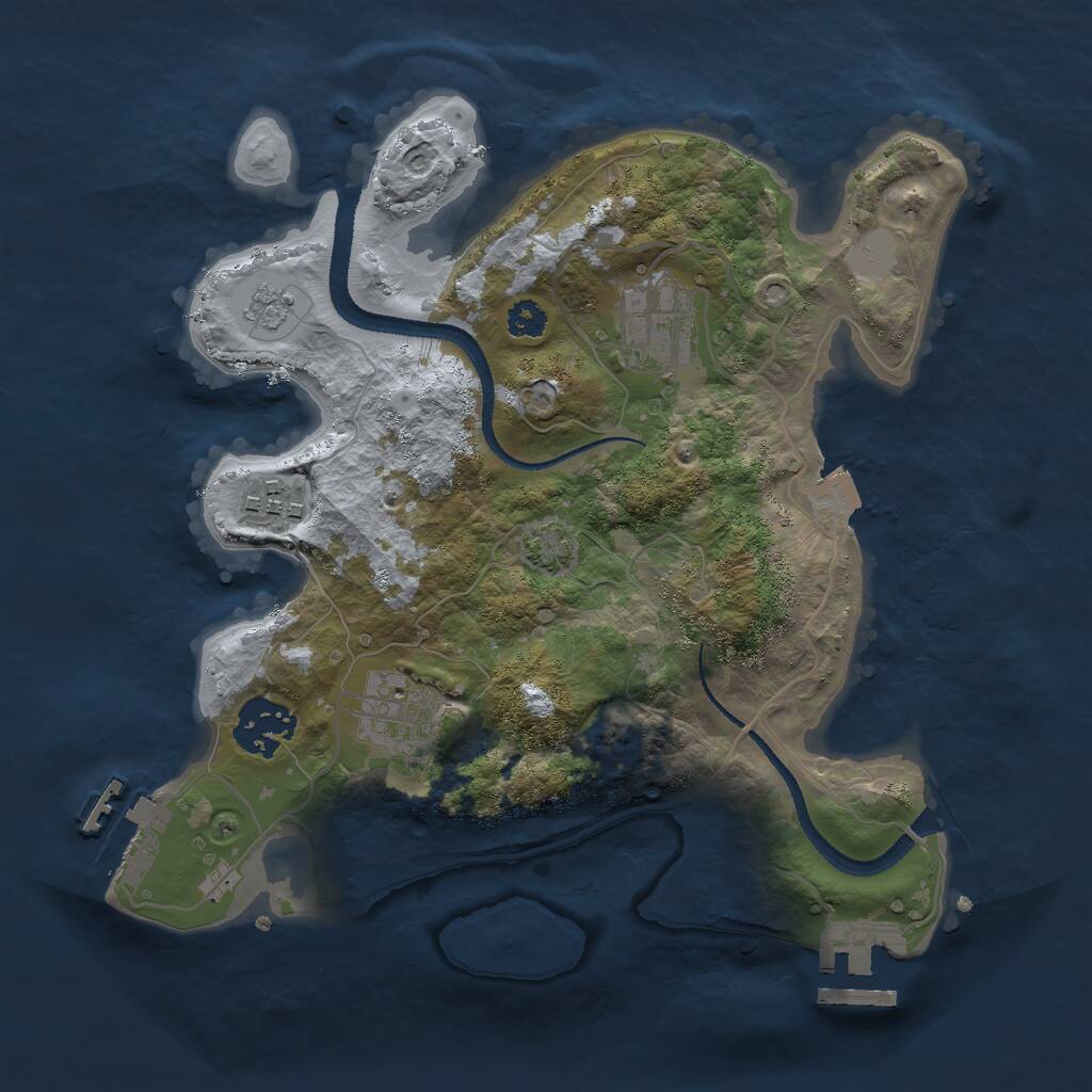 Rust Map: Procedural Map, Size: 2800, Seed: 1994415445, 9 Monuments