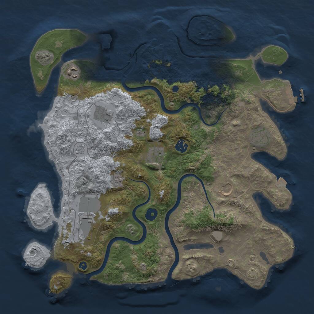 Rust Map: Procedural Map, Size: 3800, Seed: 1415924825, 14 Monuments