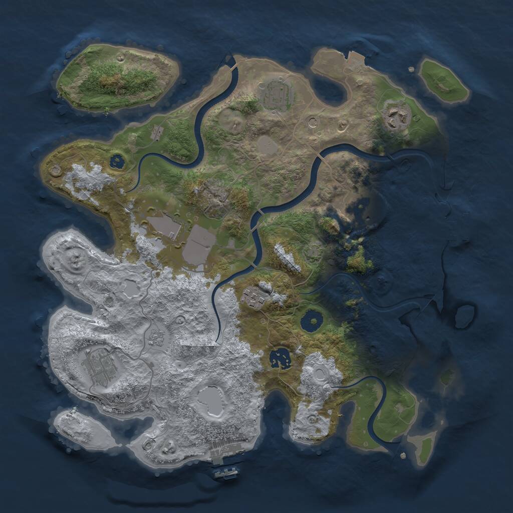 Rust Map: Procedural Map, Size: 3500, Seed: 238067384, 13 Monuments